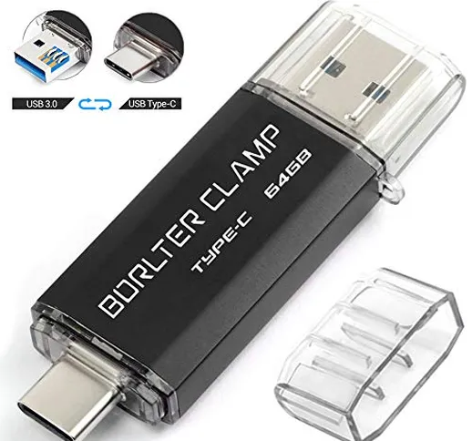 BorlterClamp 64GB Chiavetta USB 3.0 Type-C, 2 in 1 Pen Drive (USB Type C & USB 3.0) USB C...
