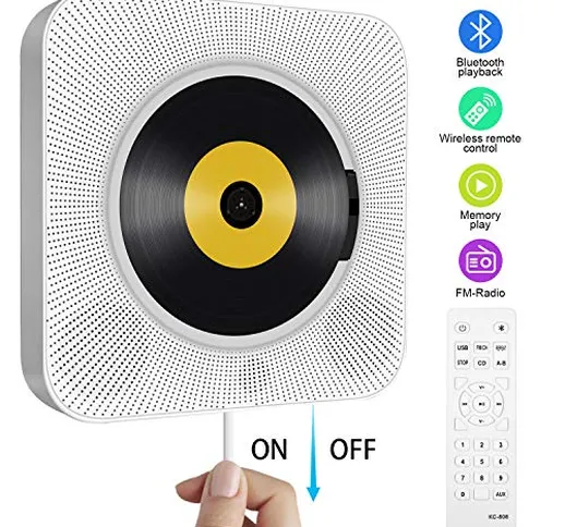 Lettore CD portatile, da parete, altoparlante Hi-Fi integrato Bluetooth, la home audio box...