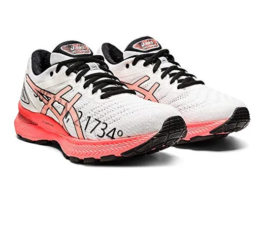 ASICS Gel-Nimbus 22, Scarpe da Ginnastica Donna, Corallo Bianco/Flash, 40 EU