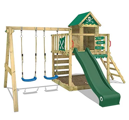 Parco giochi in legno WICKEY Smart Cave giochi da giardino per bambini, casetta da gioco c...
