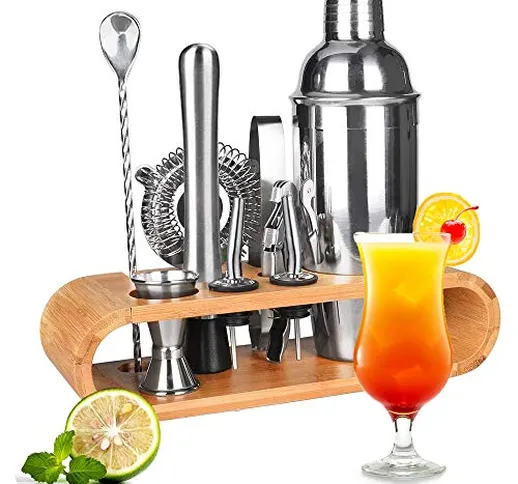 Novhome Set Cocktail Shaker 750ml 12 Pezzi Kit da Barman Professionale in Acciaio Inox con...