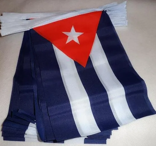 AZ FLAG Ghirlanda 6 Metri 20 Bandiere Cuba 21x15cm - Bandiera Cubana 15 x 21 cm - Festone...