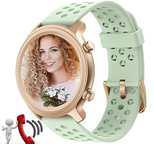 Smartwatch Donna per Chiamate Vocali, Orologio Fitness Bluetooth Smartwatch Rotondo con mi...