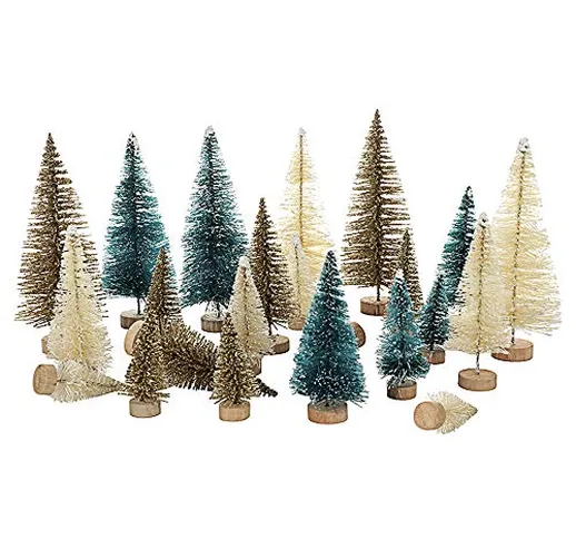 Lulalula mini sisal Snow Frost Trees Bottle Brush Trees mini albero di Natale pino con bas...