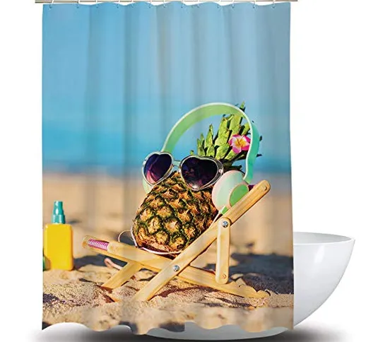 KDENDGGA Fresh Summer Beach Ananas Tenda da Doccia Poliestere Impermeabile Home Decor Tend...