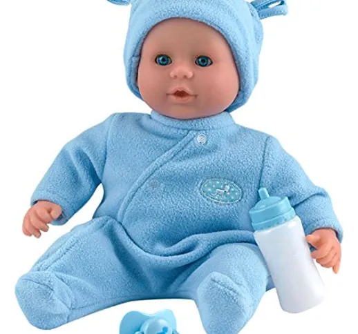 Dolls World- Bambolotto Little Treasure Morbida Imbottitura con Ciuccio e Biberon-Vestitin...