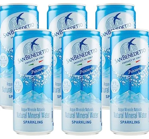 6X San Benedetto Acqua FRIZZANTE Minerale Naturale Sparkling Lattina 330ml [6 Lattine]