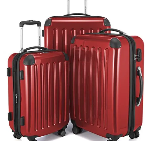 HAUPTSTADTKOFFER - Alex - Set di 3 valigie (S, M & L), 235 litri, Colore Rosso