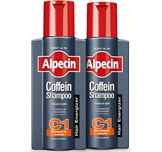 Alpecin Coffein Shampoo C1 2 x 250 ml | Shampoo Naturale crescita dei capelli Uomo | Shamp...