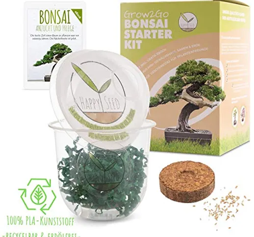 GROW2GO Bonsai Kit incl. eBook GRATUITO - Starter Set con mini serra, semi e terra - idea...