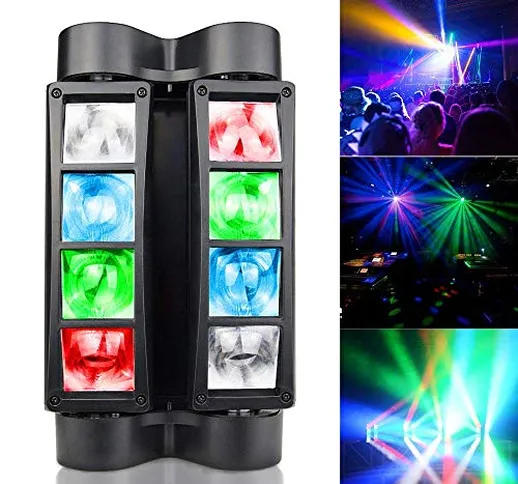 BETOPPER Teste mobili luci discoteca Luci DJ luci palco Mini Spider 8x8W LED RGBW DMX512 L...