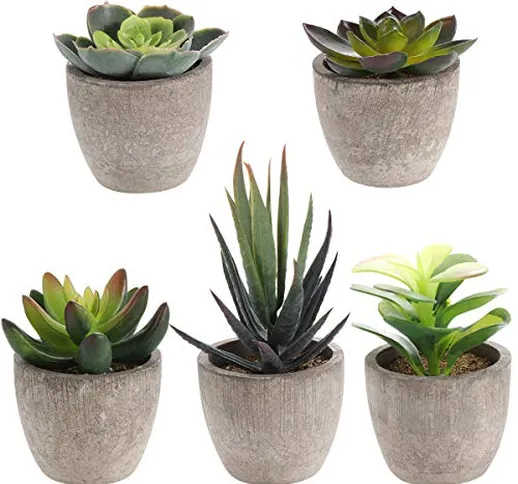 Yardwe Artificiale Succulente Piante in vasi Piante grasse finte pianta Artificiale da Int...