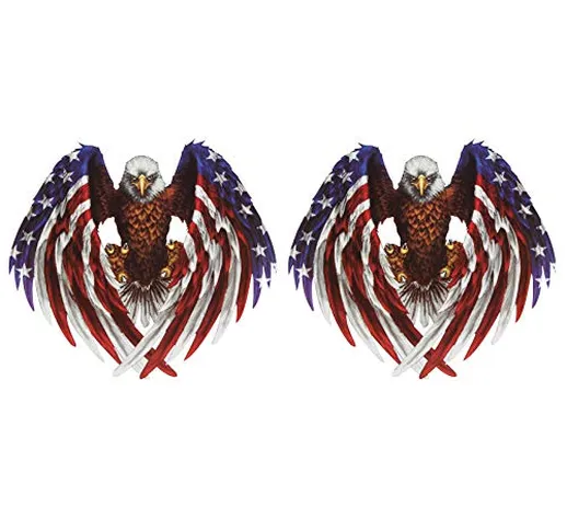 2 adesivi 3D creativi con bandiera americana e aquila calva, per auto, moto, skateboard, b...