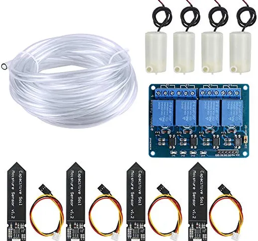 WayinTop Irrigazione Automatico Kit Fai da Te Sistema, 4 Canale 5V Relè Modulo + 4pcs Sens...