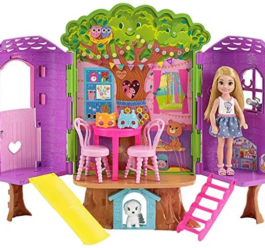 Barbie-la Casa sull'Albero di Chelsea-con Bambola Inclusa-Due Piani e Accessori, FPF83