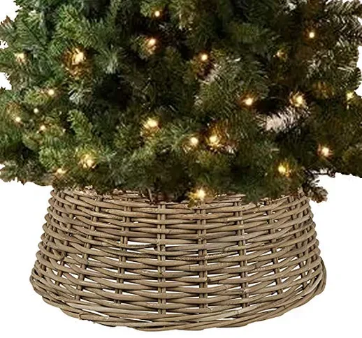 Urbnliving - Copri-base per albero di Natale, in rattan, misura grande bambù naturale