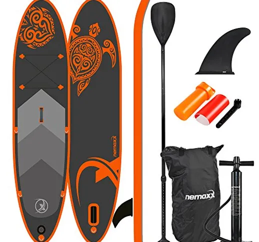 Nemaxx Tavola da paddel Surf SUP 300x76x15cm, Arancio/Antracite - tavola da paddel Board,...