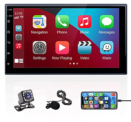 Hikity Autoradio Carplay 2 Din con Android Auto Stereo Auto Bluetooth con Schermo 7 Pollic...