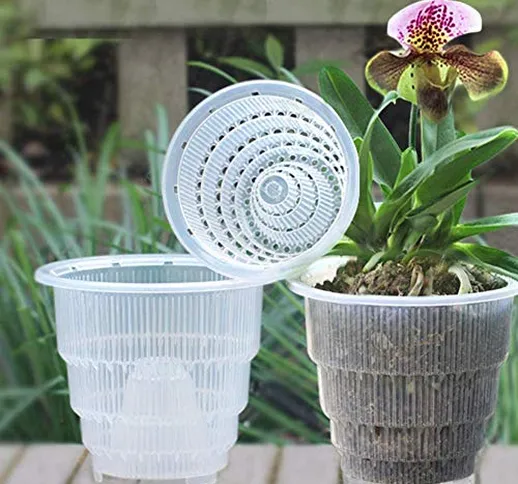 Set di 4 pz, vaso di fiori trasparente per di orchidee, con foro traspirante, fioriera in...