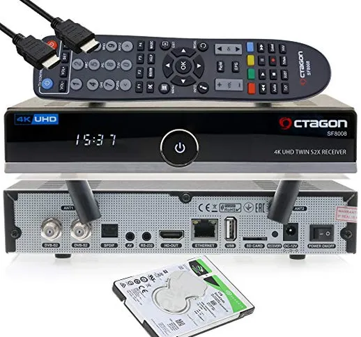 OCTAGON SF8008 4K UHD HDR Twin Sat - Ricevitore per disco rigido 2 x DVB-S2X Multistream -...