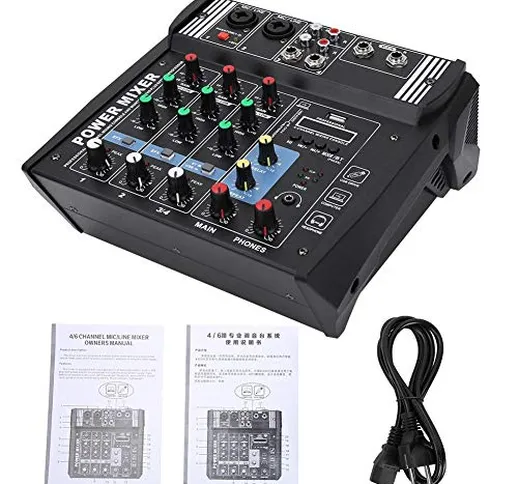 Vbest life Mixer da palco Professionale, Mixer Audio a 4 canali Scheda Audio Performance p...