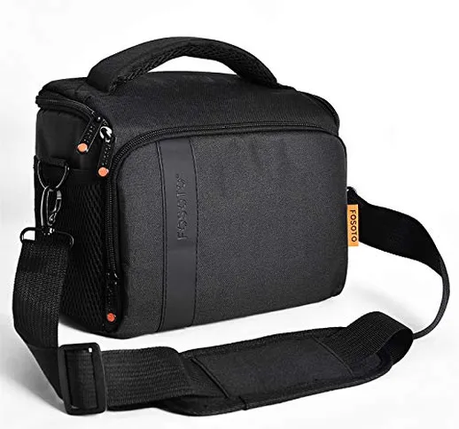 FOSOTO Borsa a tracolla impermeabile e antiurto per fotocamera con custodia antipioggia (n...