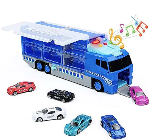 Symiu Camion Giocattoli Macchinine Giocattolo per Bambini Bisarca Trasportatore con Musica...