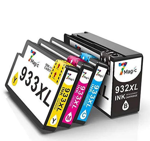 932XL 933XL 7Magic, Compatibile HP 932XL 933XL 932 933 Cartucce d'inchiostro, Versione XL,...