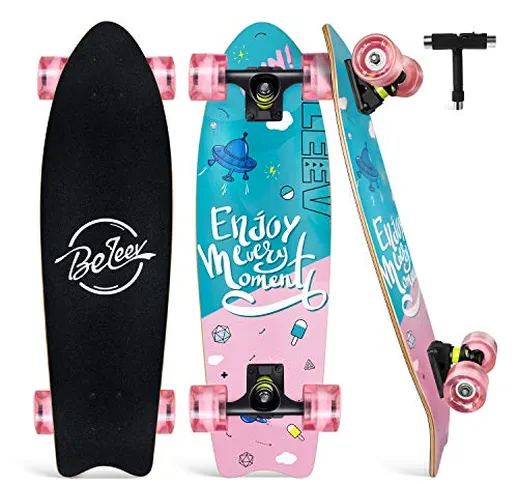 BELEEV Cruiser Skateboard 27x8 inch Completo Skateboard per Bambini, Giovani e Adulti, 7 S...