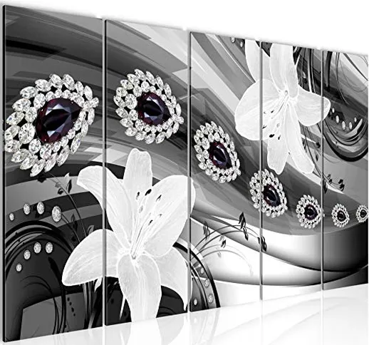 Quadro Fiori Gigli 150 x 60 cm - XXL Immagini Murale Stampa su Tela Decorazione da Parete...