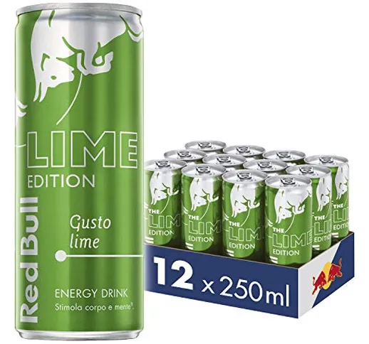Red Bull RB205543 Energy Drink, Gusto Lime, 250 ml (12 Lattine)