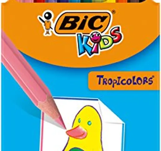Bic Kids Tropicolors Matite Colorate senza Legno, Confezione da 12 Matite, Colori Assortit...