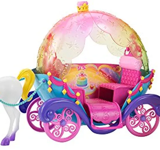 Barbie DPY38-Bambola Principessa Arcobaleno e Carrozza, DPY38