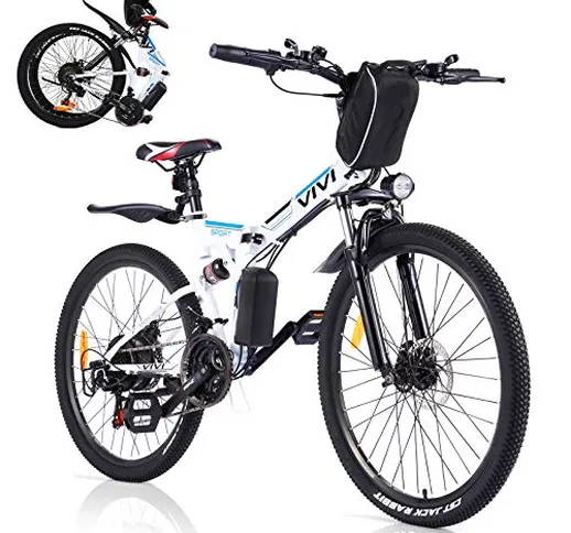 VIVI Bicicletta Elettrica Pieghevole, 350 W Mountain Bike Elettriche per Adulti,26" E-bike...