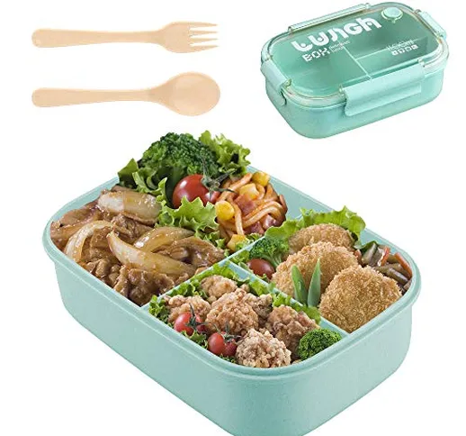 Porta Pranzo, Lunch Box Bento Box con Scomparti Bambini, Porta Pranzo Contenitori per Micr...