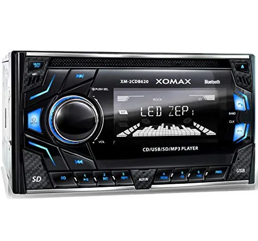 XOMAX XM-2CDB620 Autoradio con lettore CD I Vivavoce Bluetooth I RDS I 3 colori regolabili...