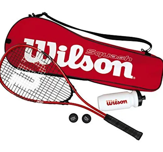 Wilson Starter Squash Kit Set da Squash, Racchetta Impact Pro 300, 2 Palline, 1 Borraccia...