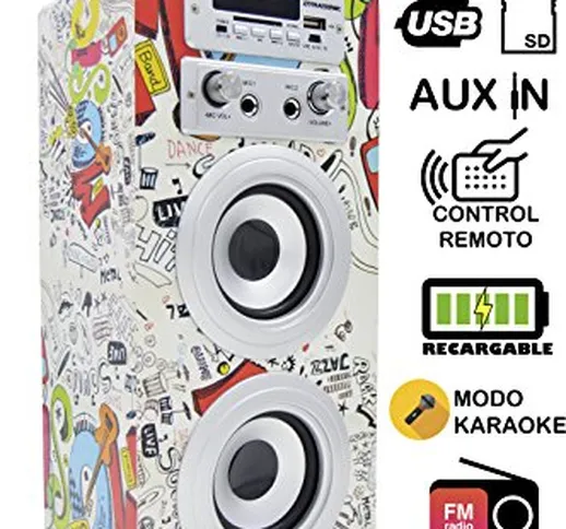 DYNASONIC 025 Cassa Bluetooth Altoparlante con Karaoke 10W | Cassa portatile compatibile c...