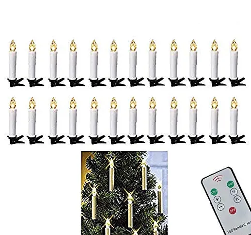 EuroFone Candela a forma di albero di Natale a LED con clip rimovibile, forma di candela s...