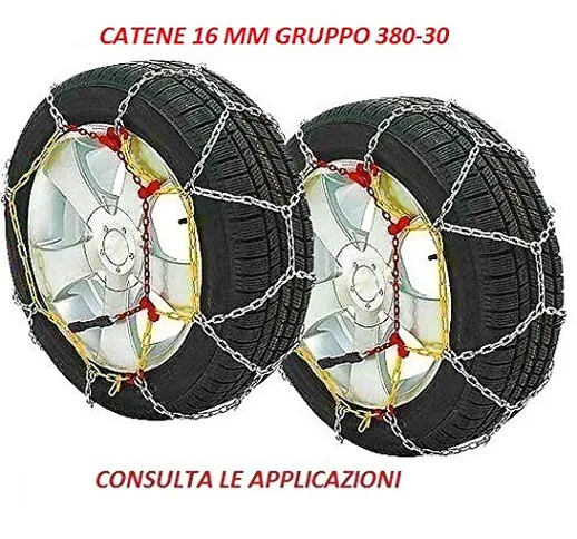 RICAMBIITALIA2017 Catene da Neve 16 mm Adatto per SUV E Fuoristrada Gruppo 380-30 Monta su...