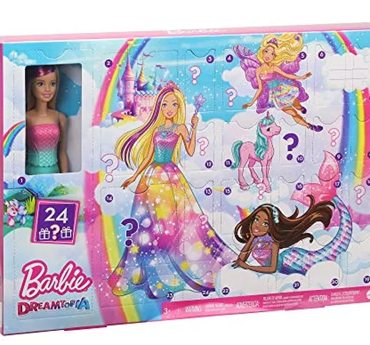 Barbie- ​Calendario dell'Avvento di Barbie Dreamtopia con Bambola Bionda, Vestiti da Favol...