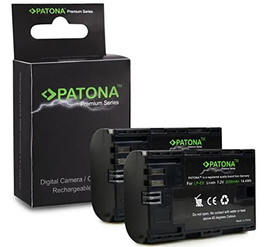 2x Premium Batteria LP-E6 LPE6 per Canon EOS 5D Mark II | EOS 5D Mark III | EOS 6D | EOS 7...