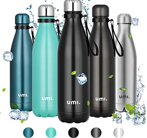 Amazon Brand - Umi Borraccia Termica, 750ml Bottiglia Acqua in Acciaio Inox, Senza BPA, 24...