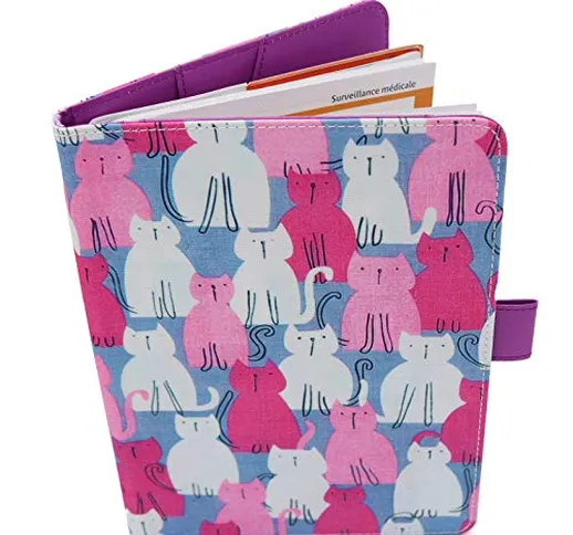 Porta Libretto Sanitario Per Bebè - Modello Gatti - Formato A5 15x20 Cm - Alette Per Ripor...