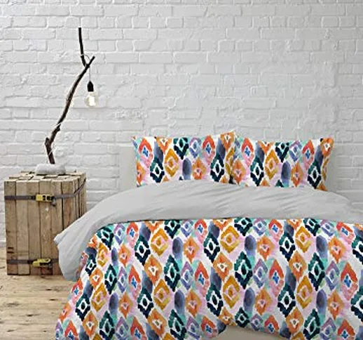 Italian Bed Linen Watercolor Parure Copripiumino, 2 Posti, 100% Cotone, Multicolore (Wt03)