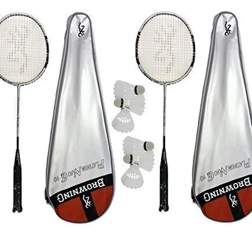 Browning Platinum Nano 90-2 racchette da Badminton, 6 + volani Carlton 510