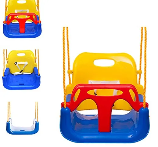 EXTSUD Altalena Colorata 3 in 1 Seggiolino Bambini in Plastica Max Portata 80KG Sedile Reg...