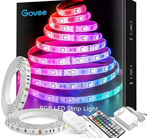 Striscia LED RGB 10M, Govee LED Striscia Impermeabile 5050 Cambiamento di Colore Kit Compl...