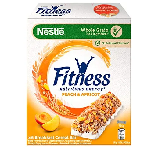 FITNESS FRUTTI GIALLI Barretta di Cereali con Frumento Integrale, Albicocche e Pesche 8 Co...