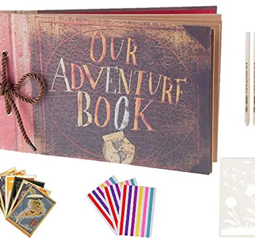 Boic Album Foto Scrapbooking, Album Fotografico Pagine Our Adventure Book con 80 Pagine, D...